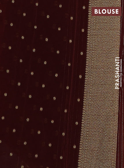 Banarasi semi crepe saree deep maroon with woven buttas and woven border