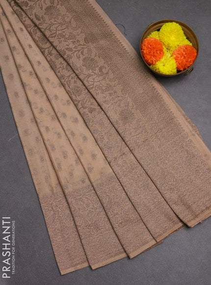 Banarasi semi crepe saree sandal with woven buttas and woven border