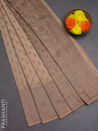 Banarasi semi crepe saree sandal with woven buttas and woven border