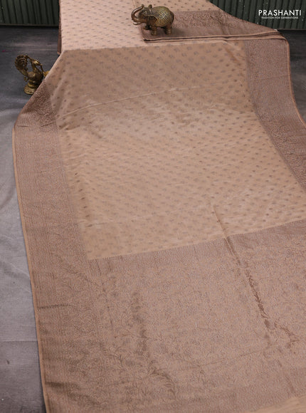 Banarasi semi crepe saree sandal with woven buttas and woven border