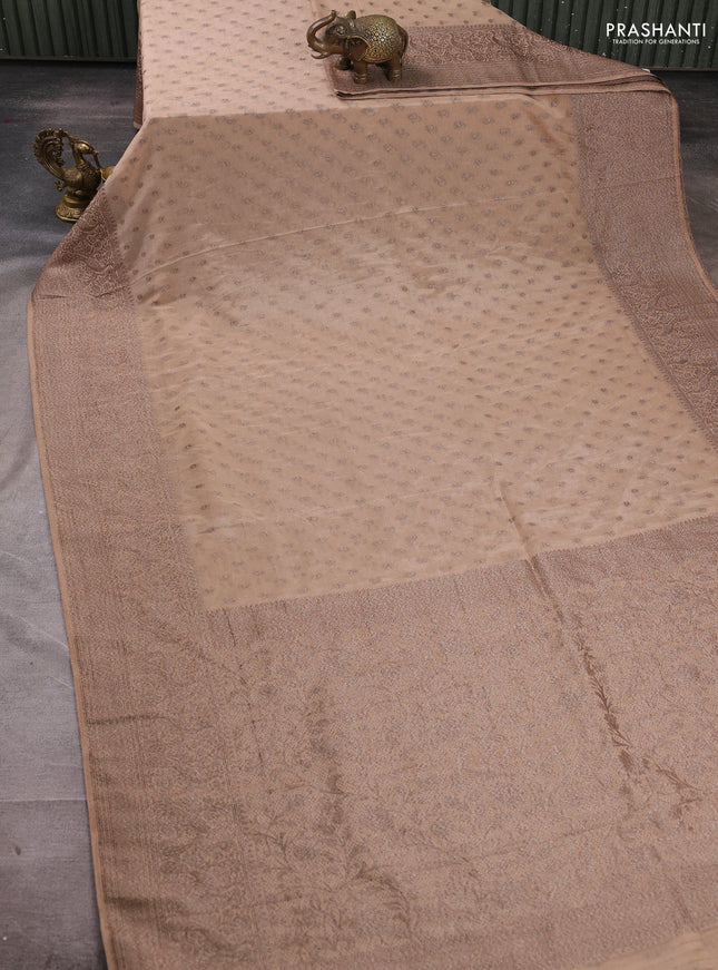 Banarasi semi crepe saree sandal with woven buttas and woven border