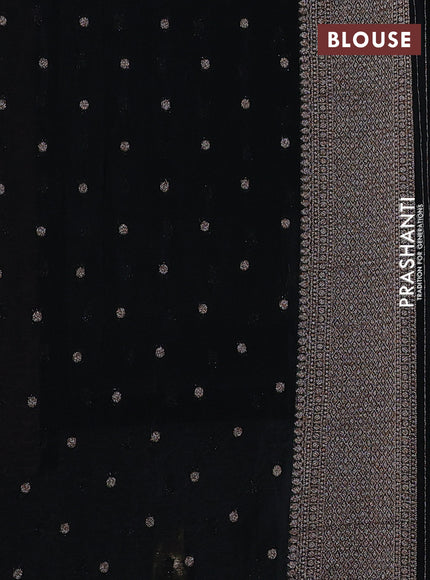 Banarasi semi crepe saree black with woven buttas and woven border