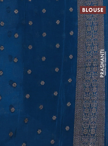 Banarasi semi crepe saree cs blue with allover thread & zari weaves and woven border