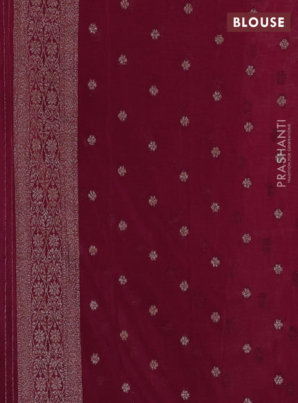 Banarasi semi crepe saree wine shade with allover thread & zari weaves and woven border
