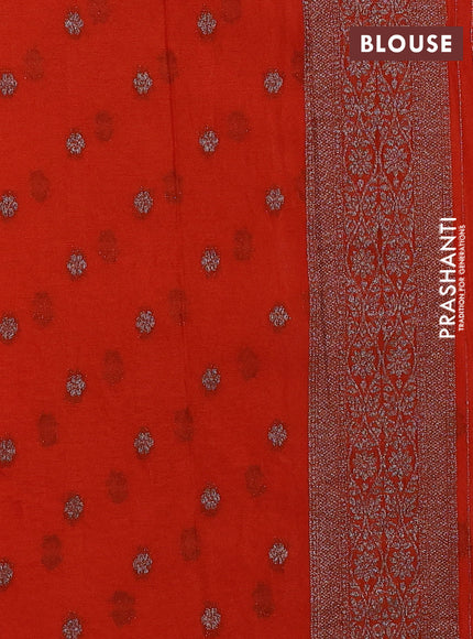 Banarasi semi crepe saree orange with allover thread & zari weaves and woven border