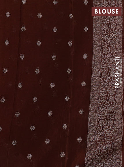 Banarasi semi crepe saree brown with allover thread & zari weaves and woven border