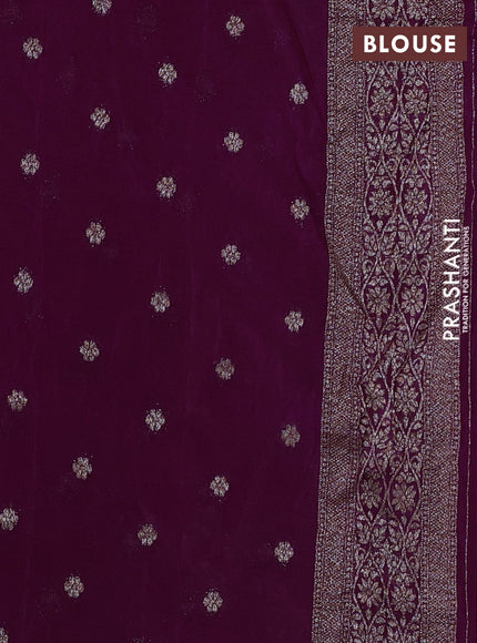Banarasi semi crepe saree purple with allover thread & zari weaves and woven border