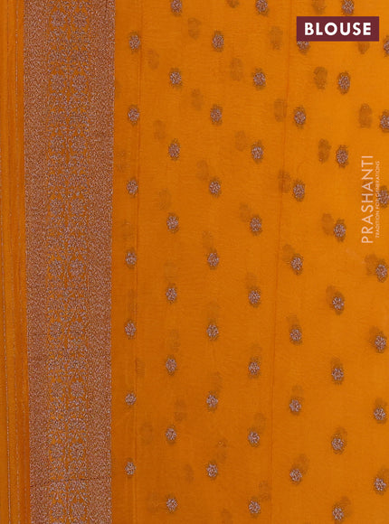 Banarasi semi crepe saree mustard yellow with allover thread & zari weaves and woven border