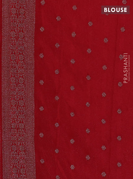 Banarasi semi crepe saree red with allover thread & zari weaves and woven border