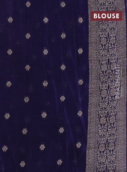 Banarasi semi crepe saree navy blue with allover thread & zari weaves and woven border