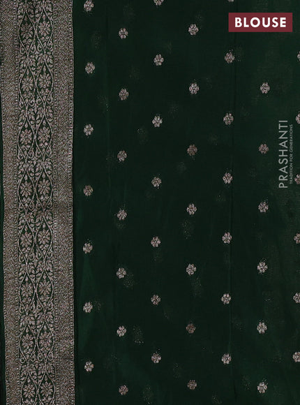Banarasi semi crepe saree green with allover thread & zari weaves and woven border