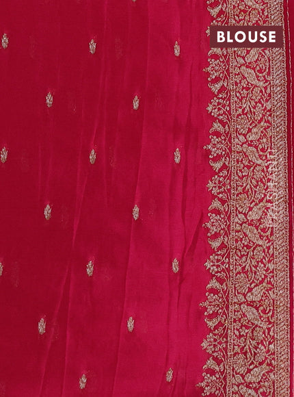 Banarasi semi crepe saree peacock blue and pink with woven buttas and woven border