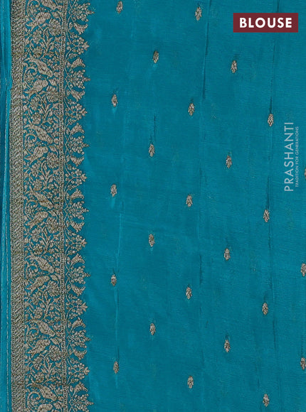 Banarasi semi crepe saree violet and teal blue with woven buttas and woven border