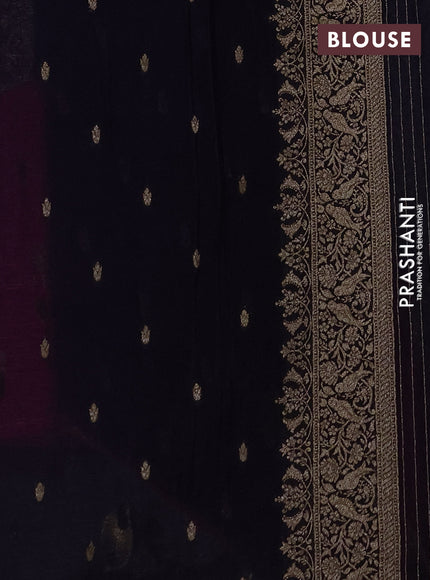Banarasi semi crepe saree pink and navy blue with woven buttas and woven border