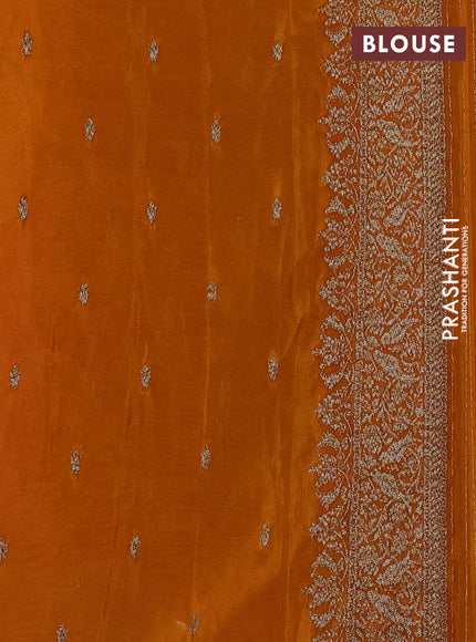 Banarasi semi crepe saree purple and orange with woven buttas and woven border