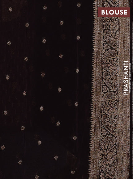 Banarasi semi crepe saree coffee brown with allover woven buttas and woven border