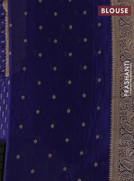 Banarasi semi crepe saree blue with allover woven buttas and woven border