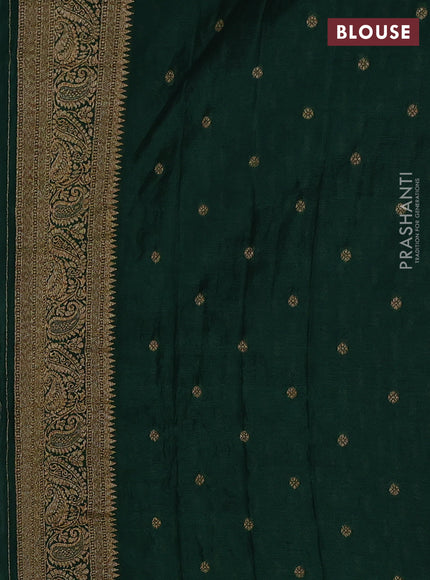 Banarasi semi crepe saree green with allover woven buttas and woven border