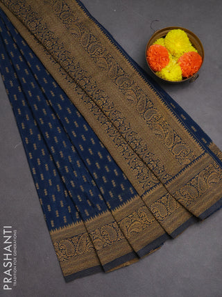 Banarasi semi crepe saree cs blue with allover woven buttas and woven border