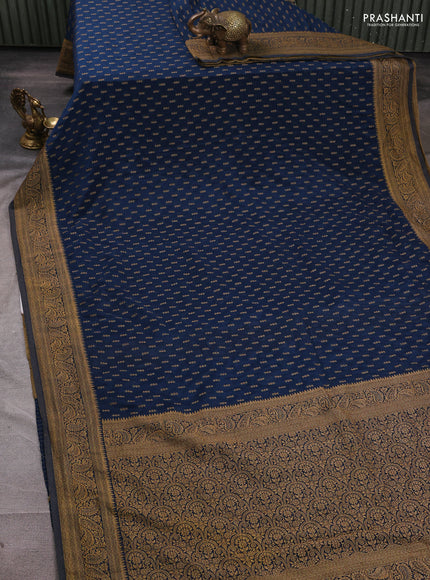 Banarasi semi crepe saree cs blue with allover woven buttas and woven border