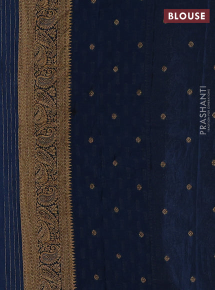 Banarasi semi crepe saree cs blue with allover woven buttas and woven border