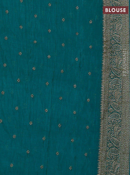 Banarasi semi crepe saree teal green with allover woven buttas and woven border
