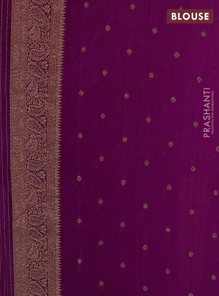Banarasi semi crepe saree purple with allover woven buttas and woven border