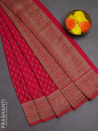 Banarasi semi crepe saree pink with allover woven buttas and woven border