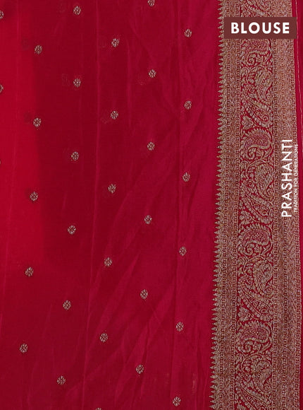 Banarasi semi crepe saree pink with allover woven buttas and woven border