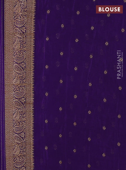 Banarasi semi crepe saree violet with allover woven buttas and woven border