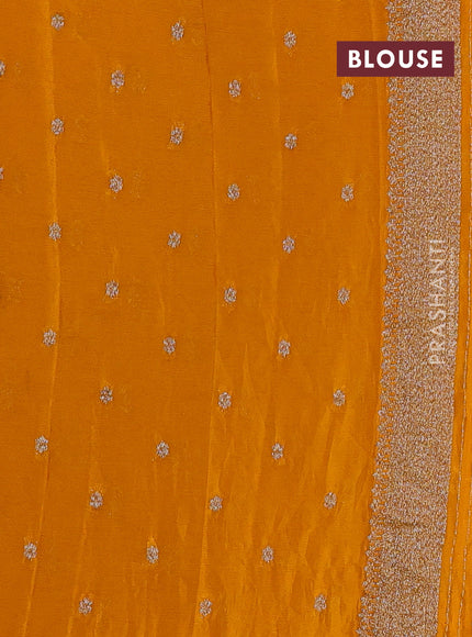 Banarasi semi crepe saree mango yellow with woven buttas and woven border