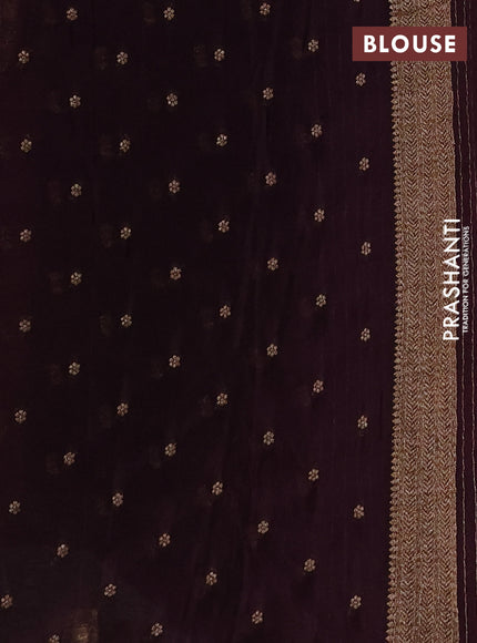 Banarasi semi crepe saree deep jamun with woven buttas and woven border