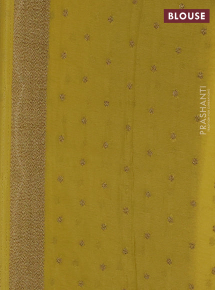 Banarasi semi crepe saree pale yellow with woven buttas and woven border