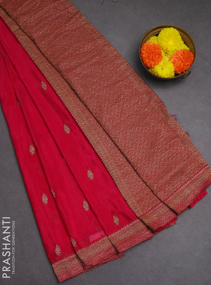Banarasi semi crepe saree pink with woven buttas and woven border