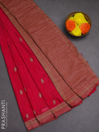 Banarasi semi crepe saree pink with woven buttas and woven border