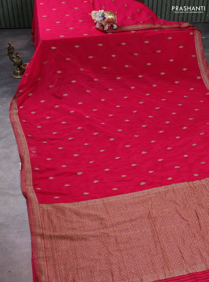 Banarasi semi crepe saree pink with woven buttas and woven border