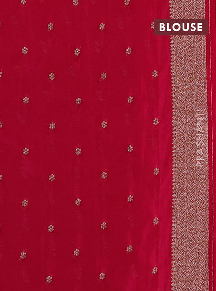Banarasi semi crepe saree pink with woven buttas and woven border