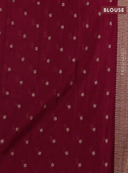 Banarasi semi crepe saree wine shade with woven buttas and woven border