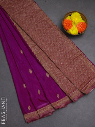 Banarasi semi crepe saree purple with woven buttas and woven border