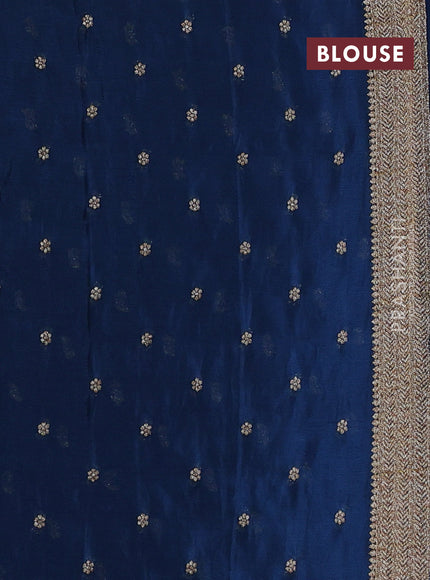 Banarasi semi crepe saree peacock blue with woven buttas and woven border
