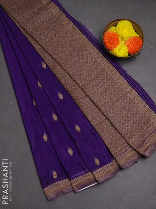 Banarasi semi crepe saree violet with woven buttas and woven border