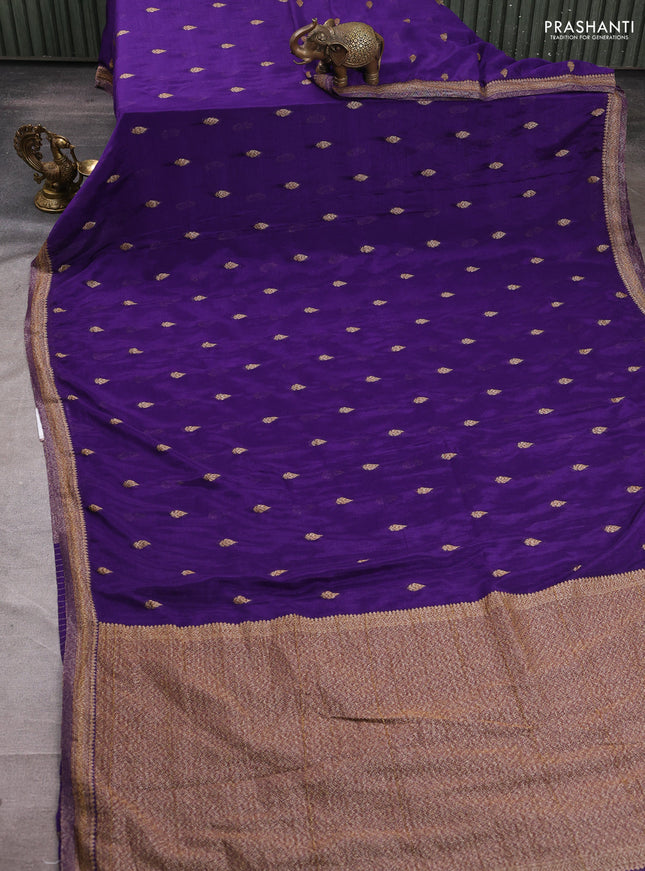 Banarasi semi crepe saree violet with woven buttas and woven border