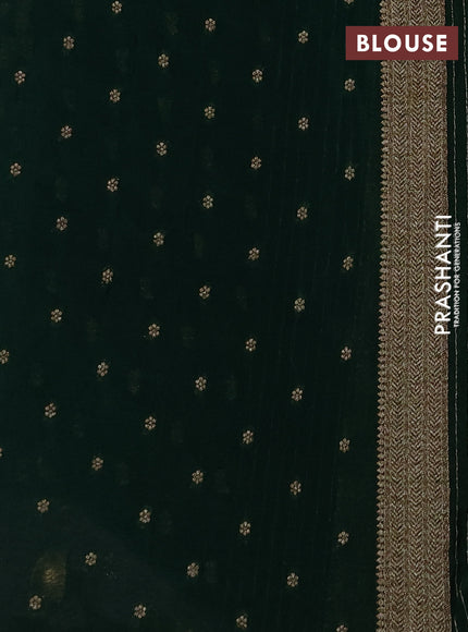 Banarasi semi crepe saree green with woven buttas and woven border