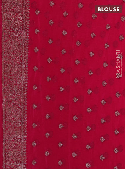 Banarasi semi crepe saree pink with woven buttas and woven border