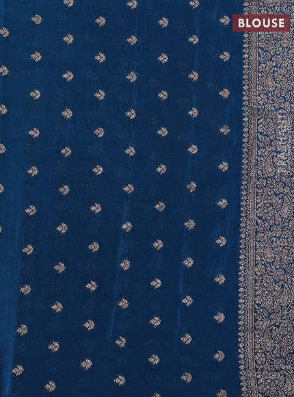 Banarasi semi crepe saree cs blue with woven buttas and woven border