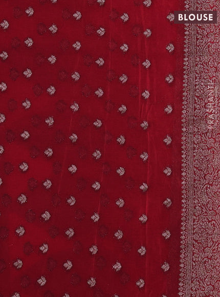 Banarasi semi crepe saree red with woven buttas and woven border
