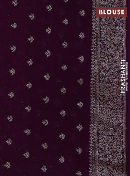 Banarasi semi crepe saree purple with woven buttas and woven border