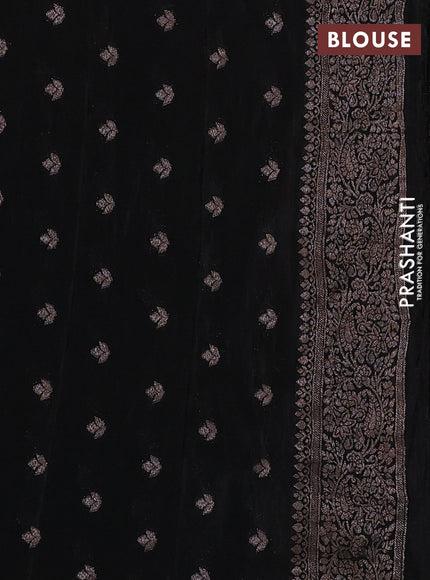 Banarasi semi crepe saree black with woven buttas and woven border