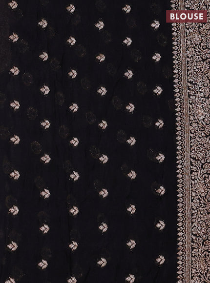 Banarasi semi crepe saree black with woven buttas and woven border