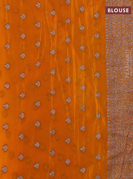 Banarasi semi crepe saree mango yellow with woven buttas and woven border